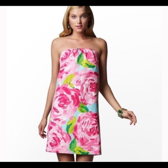 Lilly Pulitzer strapless First Impressions Blossom Dress size 0 - Picture 1 of 6